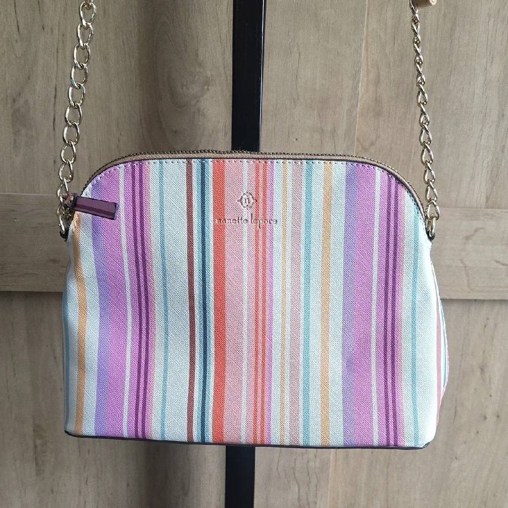 (J9) Nanette Lepore Multicolor Striped Crossbody Bag